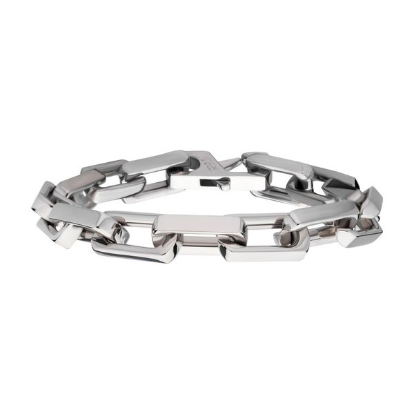 10mm High Polished Finish Stainless Steel Heavy Flat Square Link Bracelet Mueller Jewelers Chisago City, MN