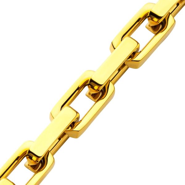 10mm High Polished Finish 18K Gold IP Heavy Flat Square Link Bracelet Image 3 Ritzi Jewelers Brookville, IN