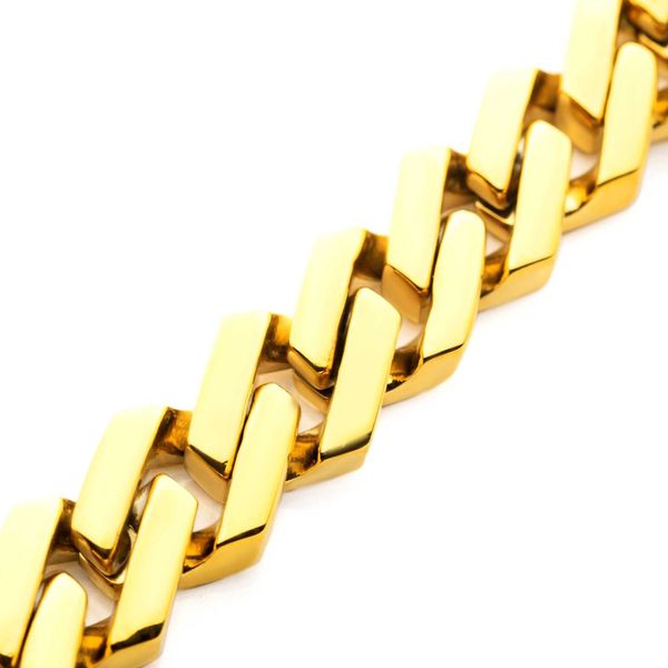 10mm High Polished Finish 18K Gold IP Diamond Prong Cuban Link Bracelet Image 3 Carroll / Ochs Jewelers Monroe, MI