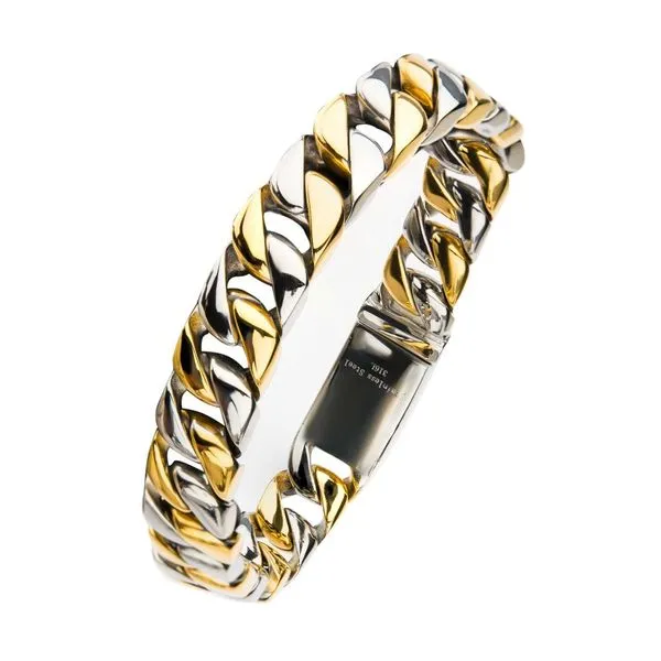 1pc Luxury Stainless Steel Broad Chain Bracelet With Drip Glaze