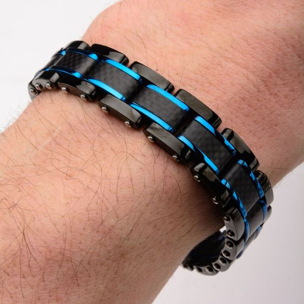Bracelet Homme Carbon fiber Bleu