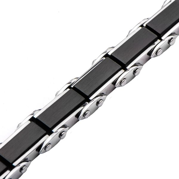 Double Sided Stainless Steel Blue IP & Black IP Reversible Bracelet