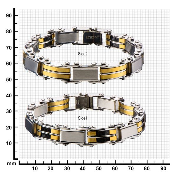 Double Sided Stainless Steel Blue IP & Black IP Reversible Bracelet