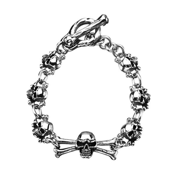 Steel Black IP Oxidized Skulls Toggle Bracelet Spath Jewelers Bartow, FL