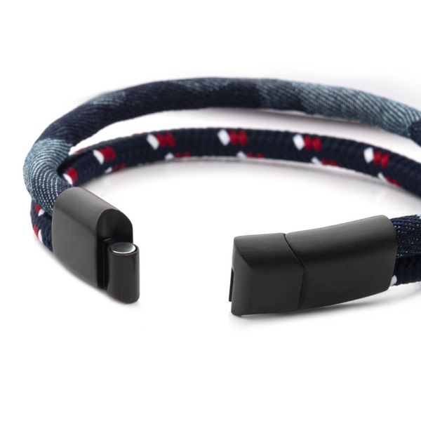 Blue/White/Red Nylon Cord & Denim Stacking Duo Bracelet Image 3 Lewis Jewelers, Inc. Ansonia, CT