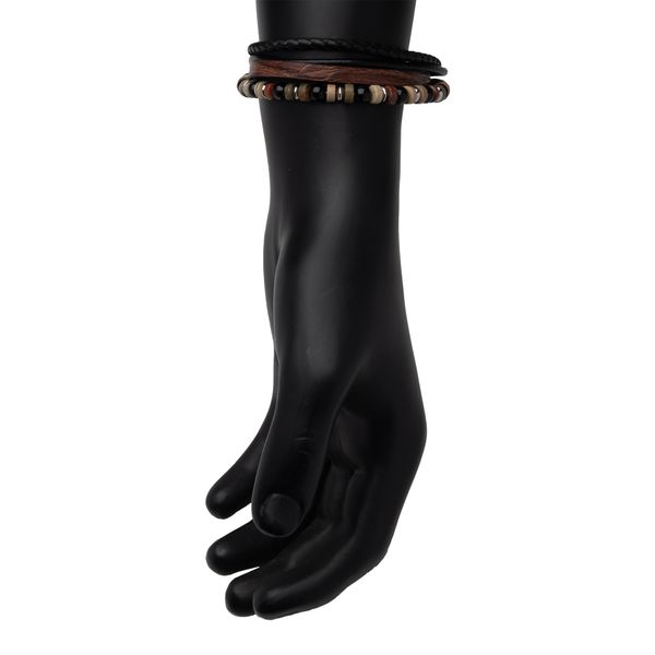 Brown & Black Leather with Black Onyx & Bloodstone Bead Multi-Strand Bracelet Image 4 Cellini Design Jewelers Orange, CT