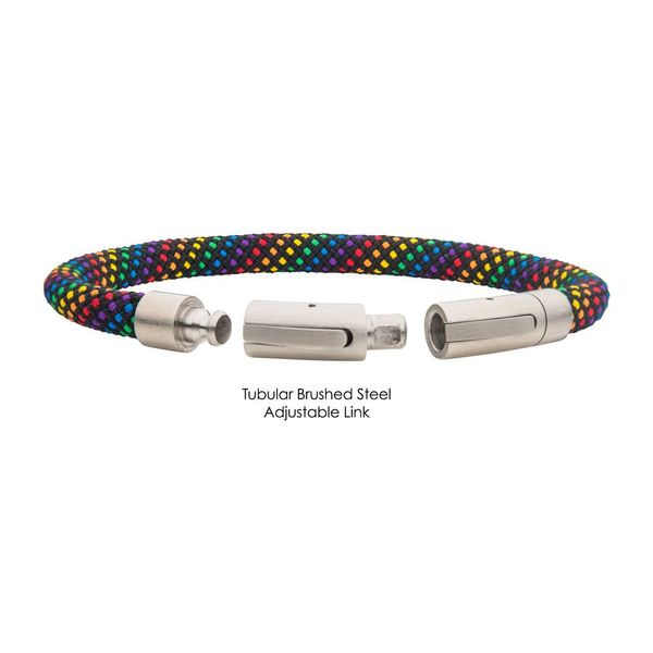 INOX 6mm Rainbow Nylon Cord Bracelet BRNYLON-RNBW