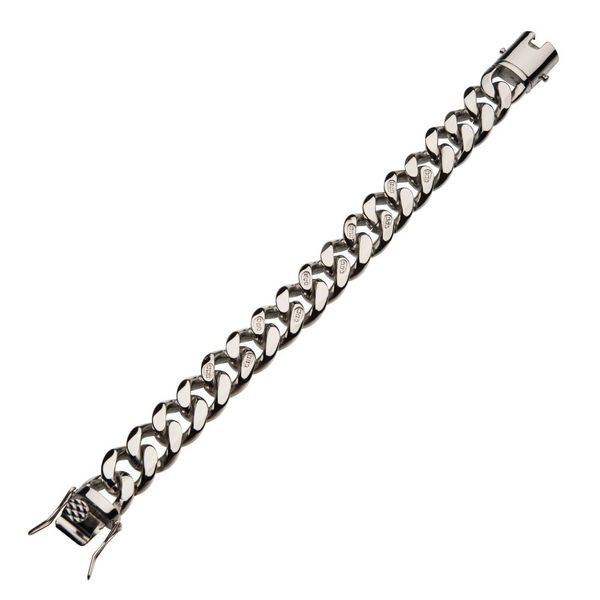 Stainless Steel with 30pcs Diamond Chunky Curb Chain Miami Cuban Bracelet Image 2 Jayson Jewelers Cape Girardeau, MO