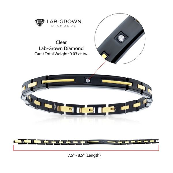 18Kt Gold IP Stainless Steel Two Tone Black IP Lab-Grown Diamond Link Bracelet Image 4 Spath Jewelers Bartow, FL