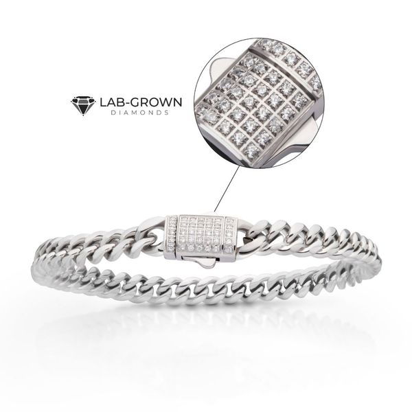 6mm Steel Miami Cuban Chain Bracelet with CNC Precision Set Lab-grown Diamonds Double Tab Box Clasp  Mueller Jewelers Chisago City, MN