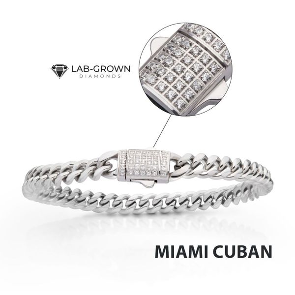 6mm Steel Miami Cuban Chain Bracelet with CNC Precision Set Lab-grown Diamonds Carroll / Ochs Jewelers Monroe, MI