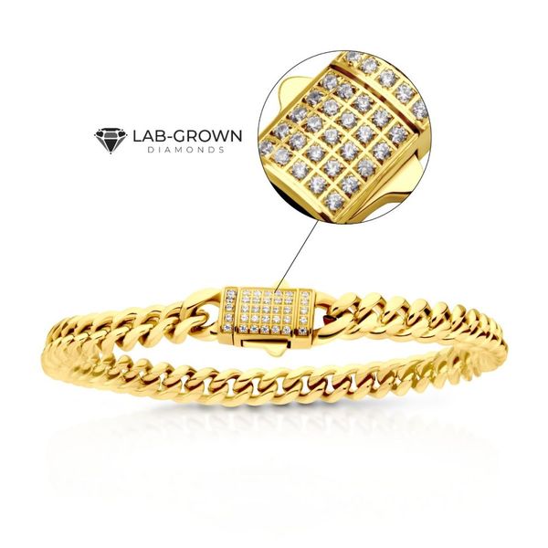 6mm 18K Gold Plated Miami Cuban Chain Bracelet with CNC Precision Set Lab-grown Diamonds Carroll / Ochs Jewelers Monroe, MI