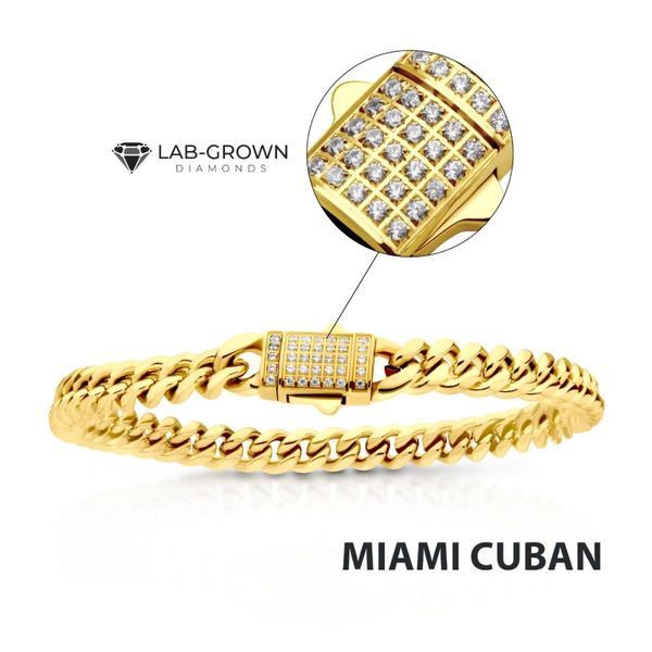 6mm 18K Gold Plated Miami Cuban Chain Bracelet with CNC Precision Set Lab-grown Diamonds Glatz Jewelry Aliquippa, PA