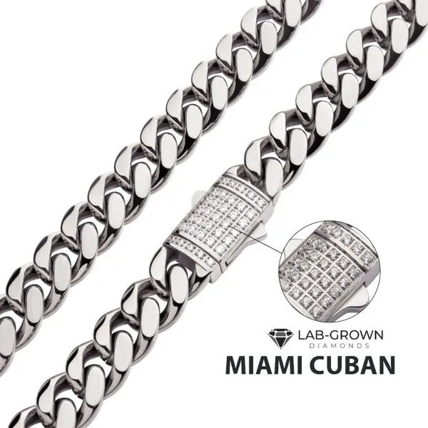 8mm Steel Miami Cuban Chain Necklace with CNC Precision Set