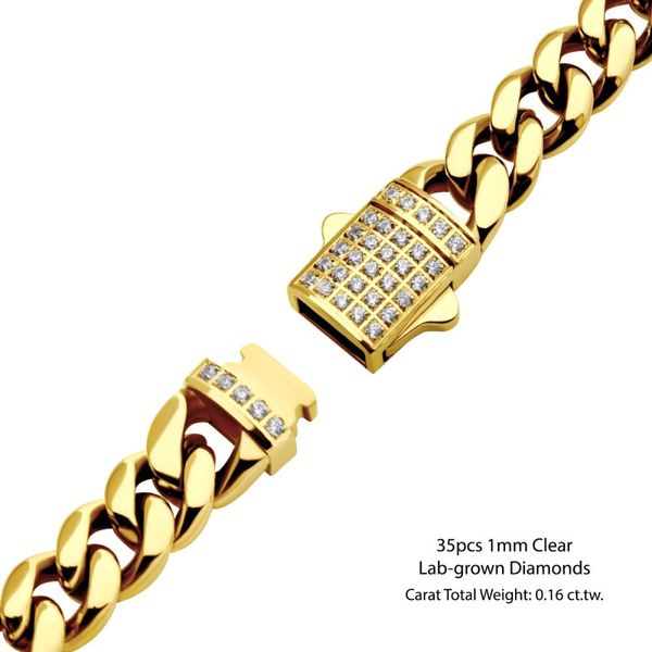8mm 18K Gold Plated Miami Cuban Chain Necklace with CNC Precision Set Lab-grown Diamonds Image 3 Carroll / Ochs Jewelers Monroe, MI