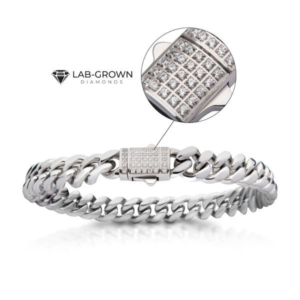 8mm Steel Miami Cuban Chain Bracelet with CNC Precision Set Lab-grown Diamonds Valentine's Fine Jewelry Dallas, PA