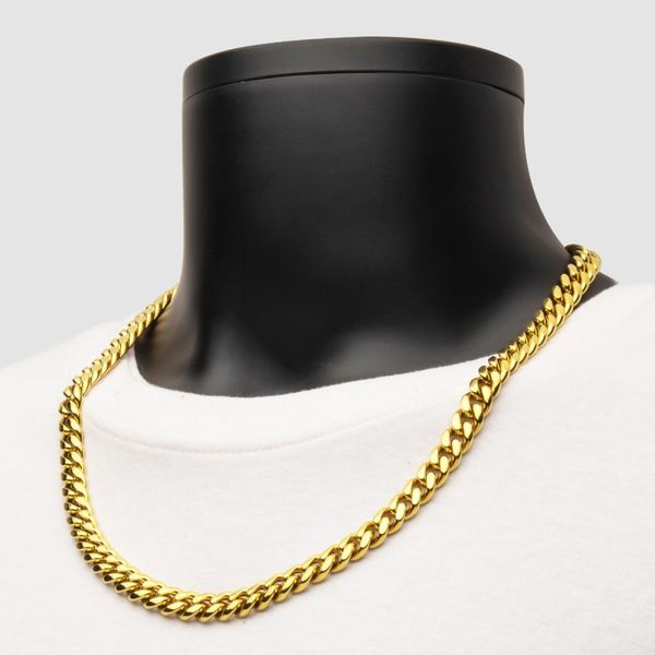 10mm 18K Gold Plated Miami Cuban Chain Necklace with CNC Precision Set Lab-grown Diamonds Double Tab Box Clasp  Image 4 Lewis Jewelers, Inc. Ansonia, CT