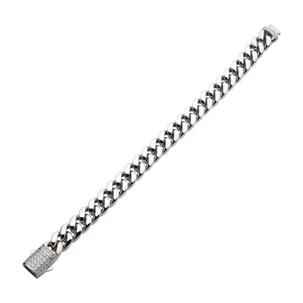 12mm Steel Miami Cuban Chain Bracelet with CNC Precision Set Lab-grown Diamonds Image 2 Daniel Jewelers Brewster, NY