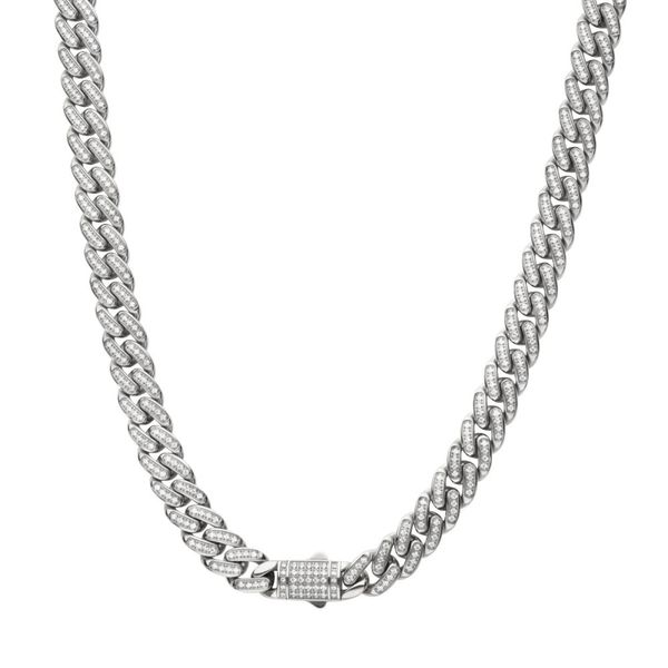 12mm Steel Miami Cuban Chain Necklace with CNC Precision Set