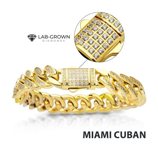 12mm Miami Cuban Link Chain Iced Clasp Yellow Gold / 24 Inches
