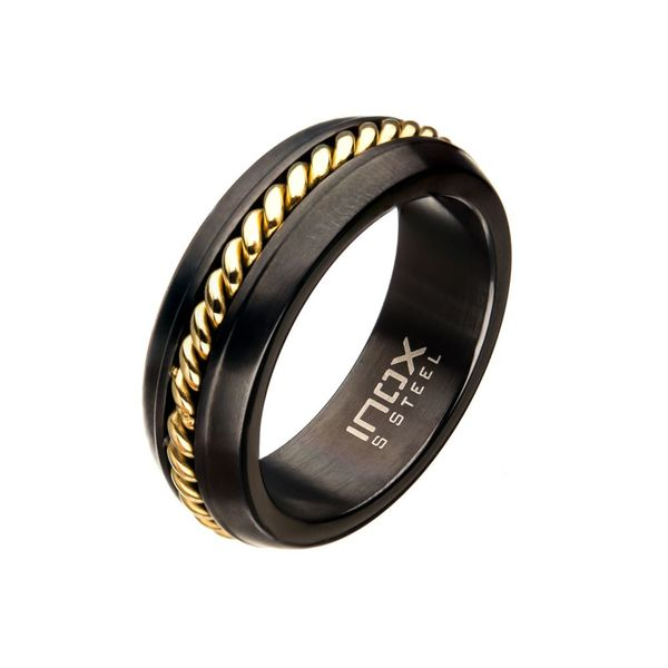INOX Steel Polished Gold Inlayed FR0007-9 | Van Jewelers | Wyomissing, PA