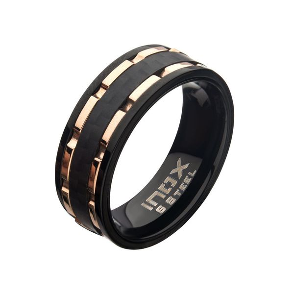 Beveled Carbon Fiber Men's Wedding Ring in Cobalt (9mm)