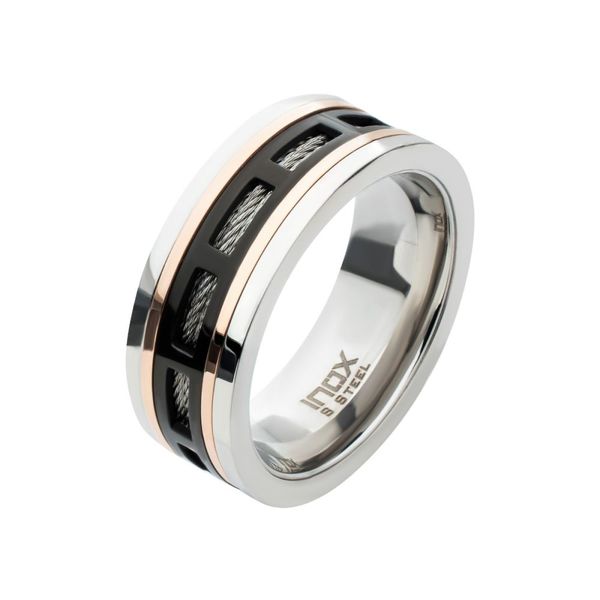 Stainless Steel Cable Black and Rose Gold Plated Window Ring Carroll / Ochs Jewelers Monroe, MI