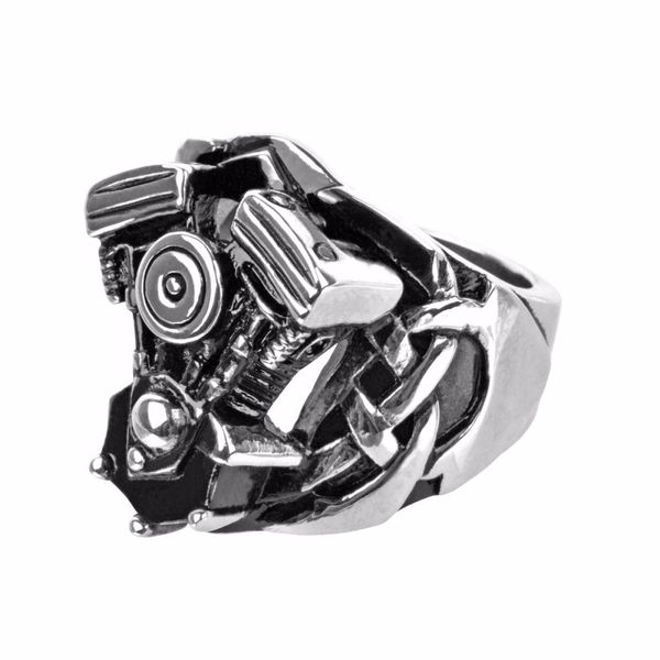Black Oxidized Ring with Large Engine Look Image 2 Morin Jewelers Southbridge, MA