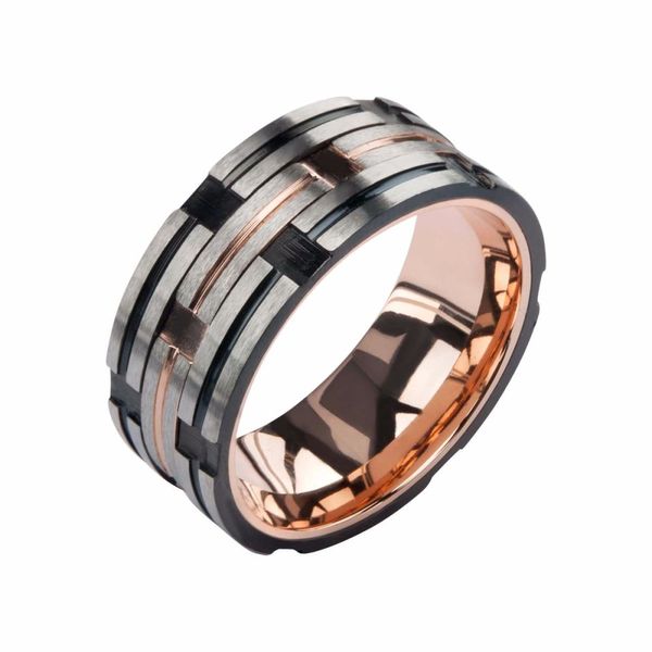 Black Track in Plated Rose Gold Ring Morin Jewelers Southbridge, MA