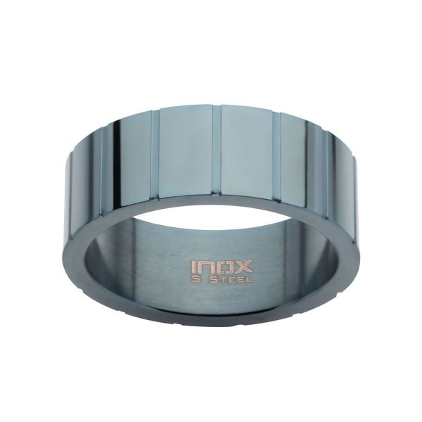 Blue IP Ridged Compact Ring Image 2 Wesche Jewelers Melbourne, FL