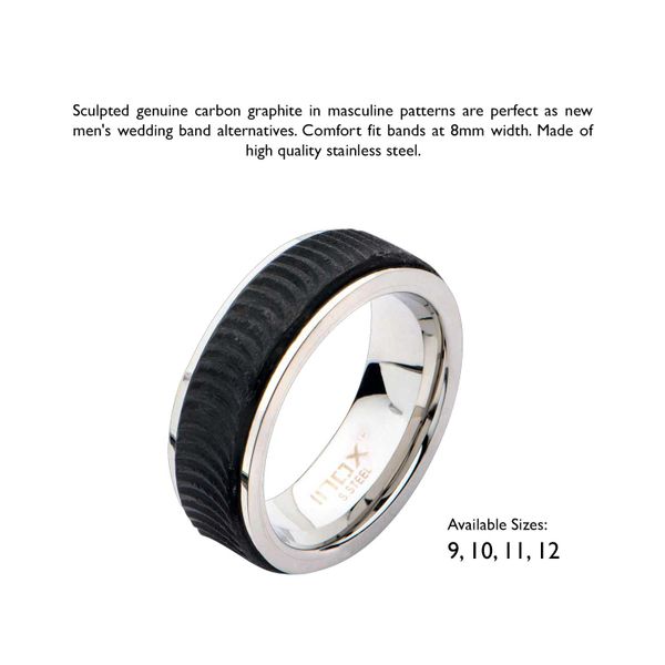 Center Solid Carbon Fiber Ridged Ring Image 5 Carroll / Ochs Jewelers Monroe, MI