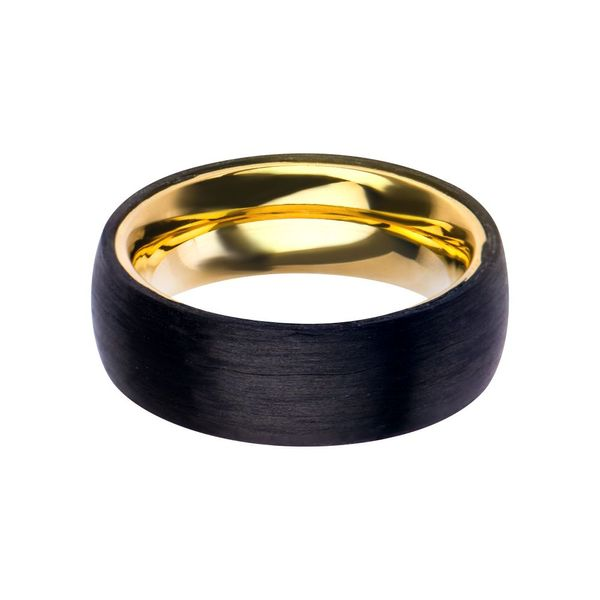 Forged Carbon Band Ring in 18K Yellow Gold, 4mm | David Yurman
