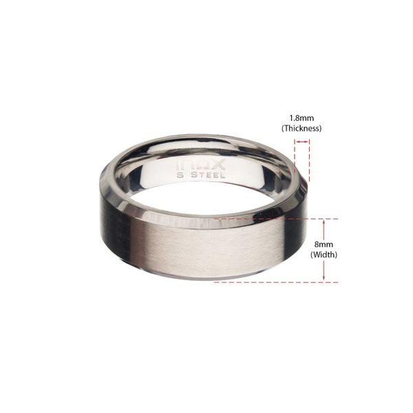 8mm Matte Finish Stainless Steel Beveled Comfort Fit Ring Image 3 Alan Miller Jewelers Oregon, OH