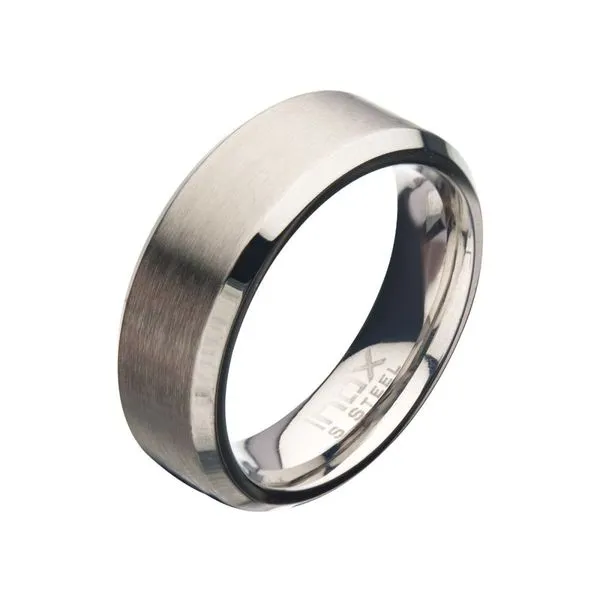 8mm Beveled 904L Stainless Steel Ring | Handcrafted in The USA