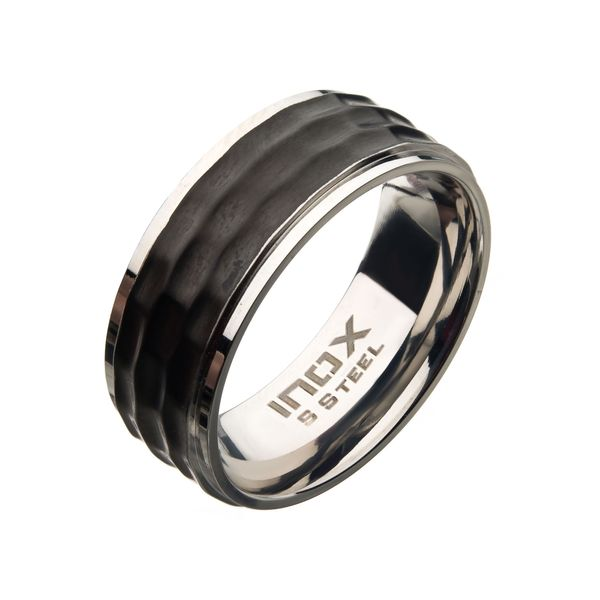 INOX Steel with Black IP Hammered Inlay Ring | Branham's Jewelry | East Tawas, MI