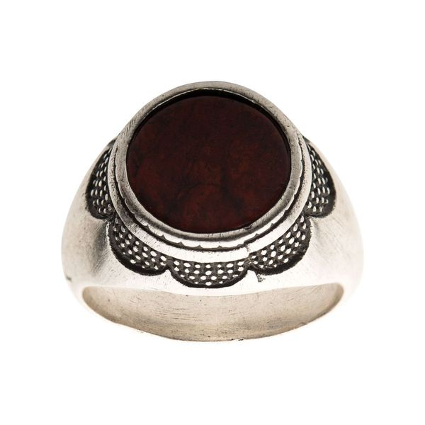 Stainless Steel Silver Plated with Red Jasper Stone Ring | Leitzel's Jewelry  | Myerstown, PA