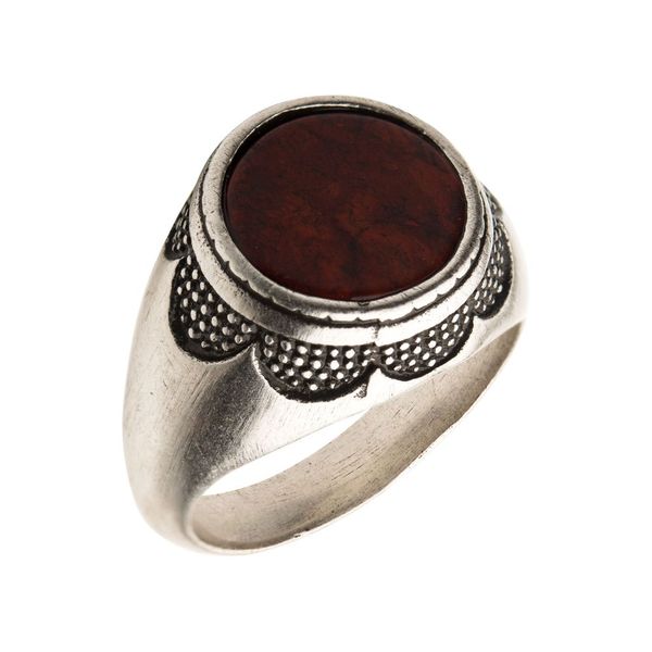 Stainless Steel Silver Plated with Red Jasper Stone Ring Ritzi Jewelers Brookville, IN