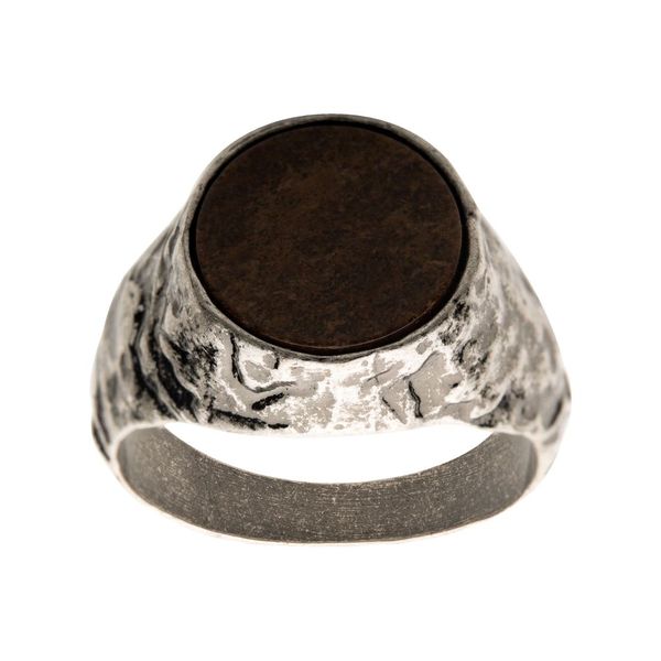 Stainless Steel Silver Plated with Bronze Stone Ring Image 2 Morin Jewelers Southbridge, MA