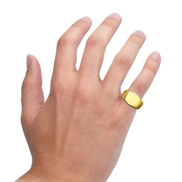 18Kt Gold IP Steel Signet Pinky Finger Ring FR28155GP-07 Legacy
