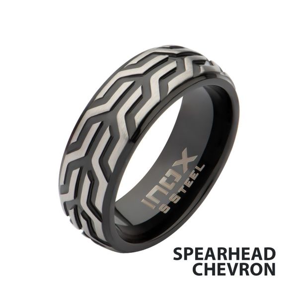 Black IP Stainless Steel Chevron Spearhead Comfort Fit Ring Tipton's Fine Jewelry Lawton, OK