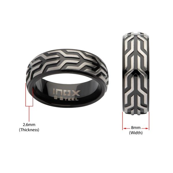 Black IP Stainless Steel Chevron Spearhead Comfort Fit Ring Image 4 Wesche Jewelers Melbourne, FL