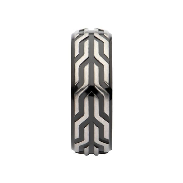 Black IP Stainless Steel Chevron Spearhead Comfort Fit Ring Image 3 Milano Jewelers Pembroke Pines, FL