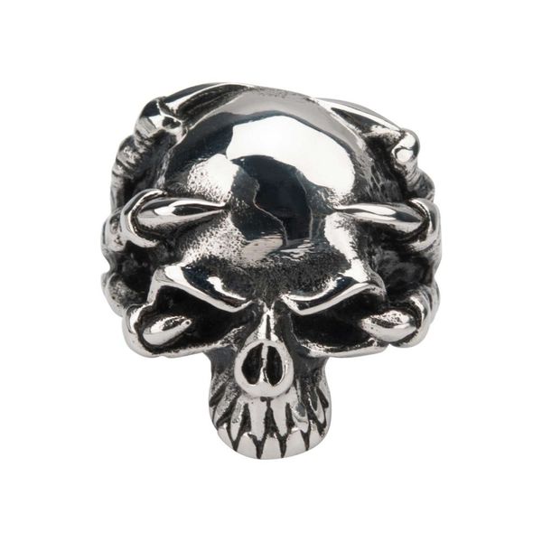 Black Oxidized Skull Ring with Claws Image 2 Ken Walker Jewelers Gig Harbor, WA