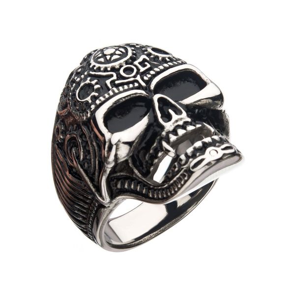 Oxidized Stainless Steel Vampire Skull Ring Jayson Jewelers Cape Girardeau, MO