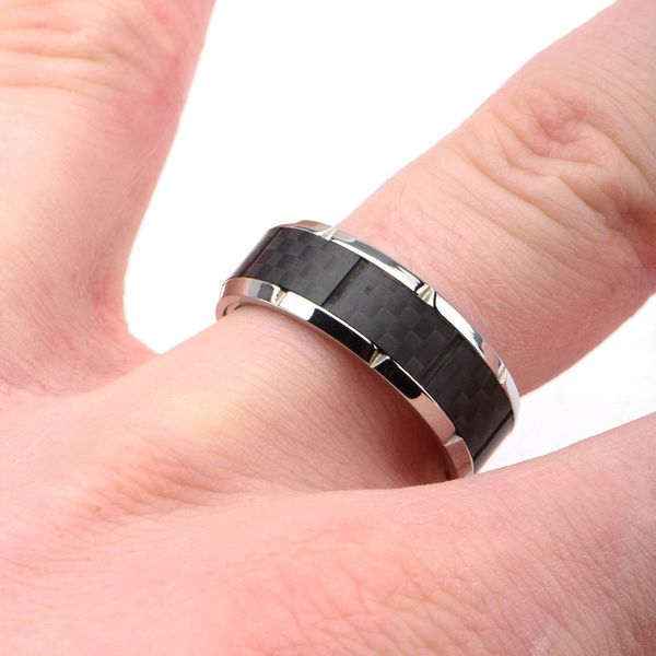 Ridged Edge with Center Solid Carbon Fiber Ring Image 3 Carroll / Ochs Jewelers Monroe, MI