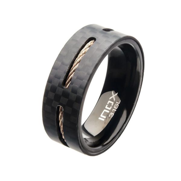 Solid Carbon Cable Inlay Ring Lewis Jewelers, Inc. Ansonia, CT