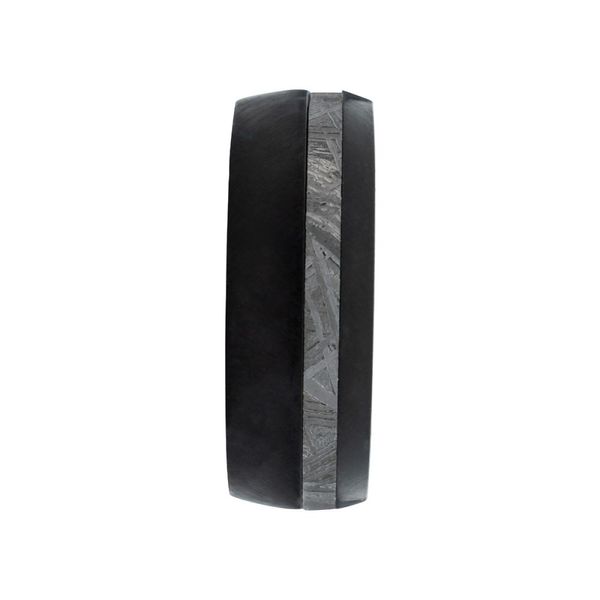 8mm Black IP Comfort Fit Ring with 2mm Meteorite Inlay Image 3 Banks Jewelers Burnsville, NC