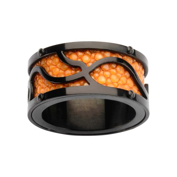 Steel & IP Black with Orange Stingray Ring Image 2 Carroll / Ochs Jewelers Monroe, MI