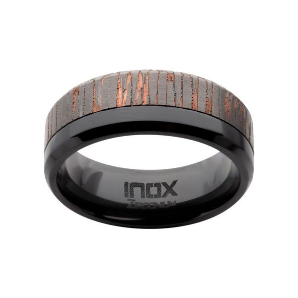 Etched Niobium SuperConductor Black Zirconium Comfort Fit Ring Image 2 Wesche Jewelers Melbourne, FL
