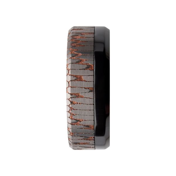 Etched Niobium SuperConductor Black Zirconium Comfort Fit Ring Image 3 Thomas A. Davis Jewelers Holland, MI
